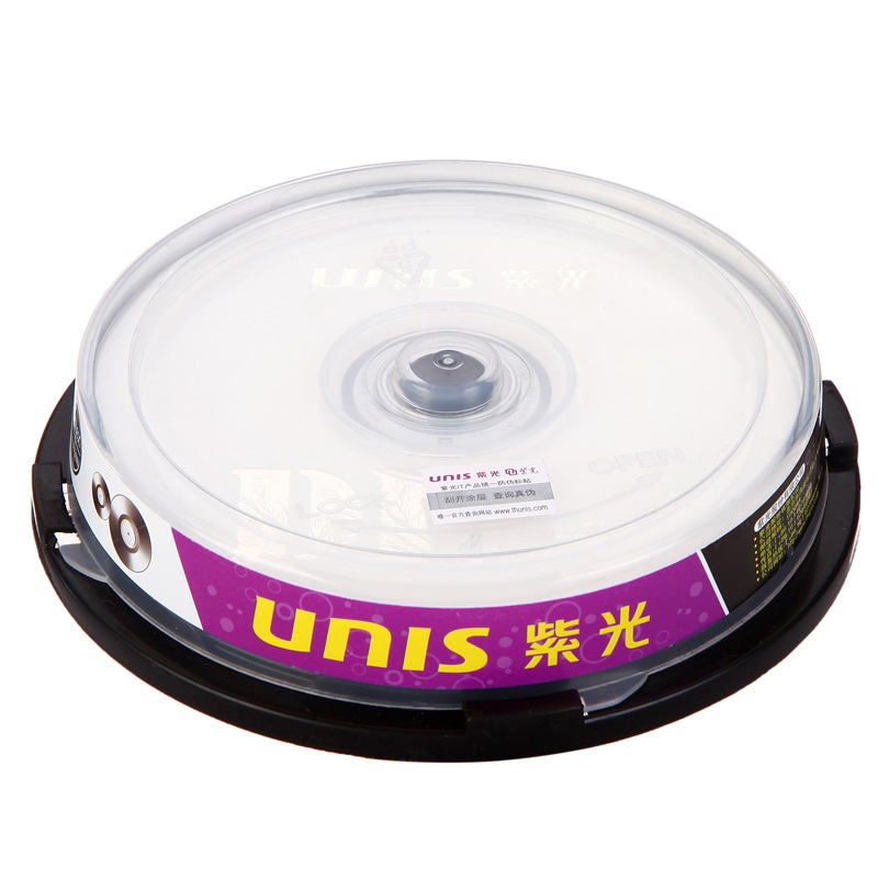 紫光(UNIS)DVD+R DL光盘/刻录盘 8速8.5G 单面双层 桶装10片 空白光盘