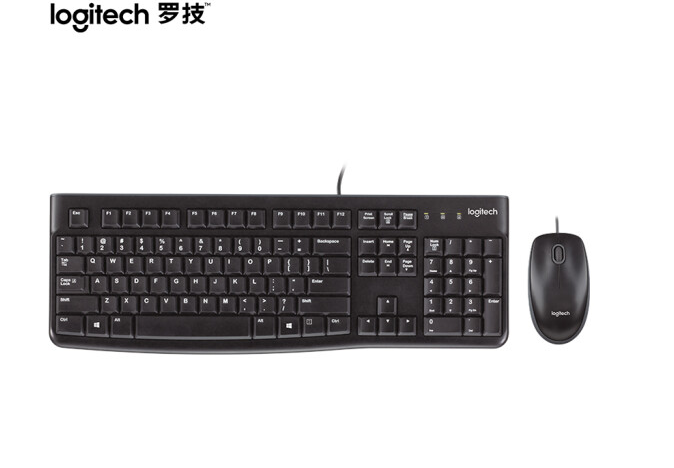 罗技(Logitech)MK120 键鼠套装 有线键鼠套装 办公键鼠套装 电脑键盘 USB即插即用 全尺寸 黑色或白色  默认黑色